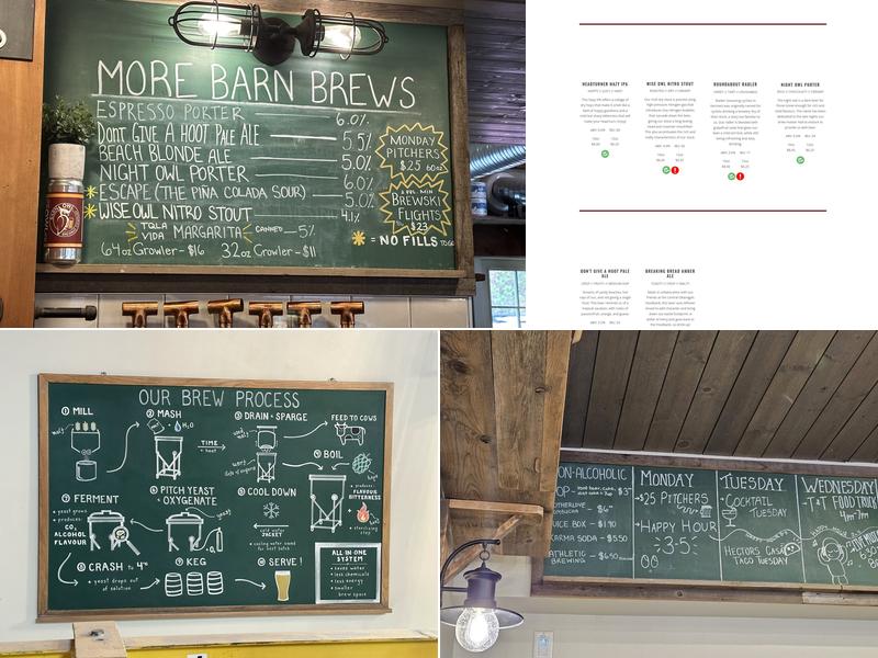 Barn Owl Brewing Menu