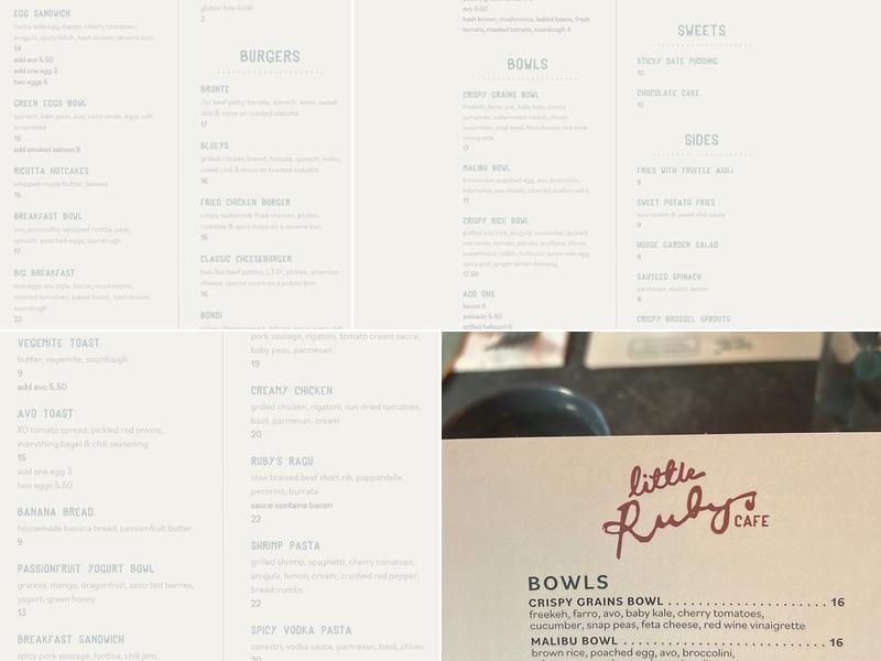 Ruby's Cafe - East Village Menu