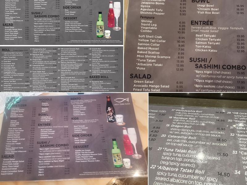 Ugly Tuna Sushi Menu