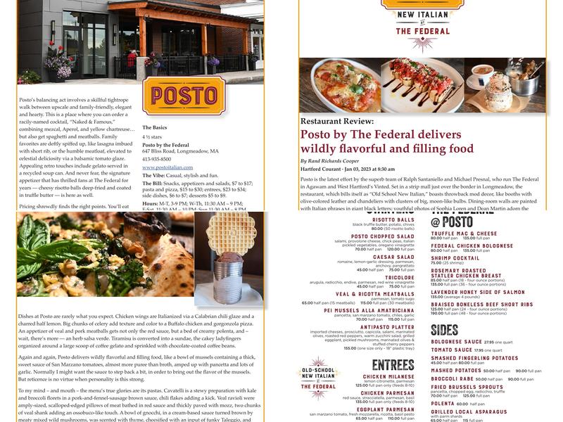 Posto Italian Menu