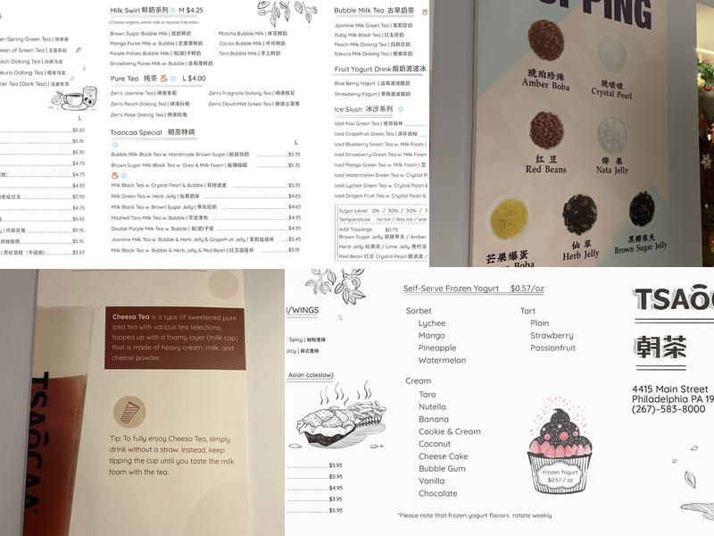 Tsaocaa Menu