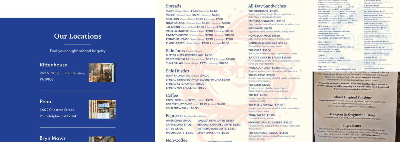 Spread Bagelry Menu