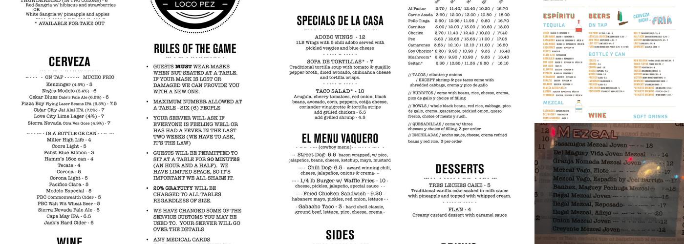 Loco Pez Menu