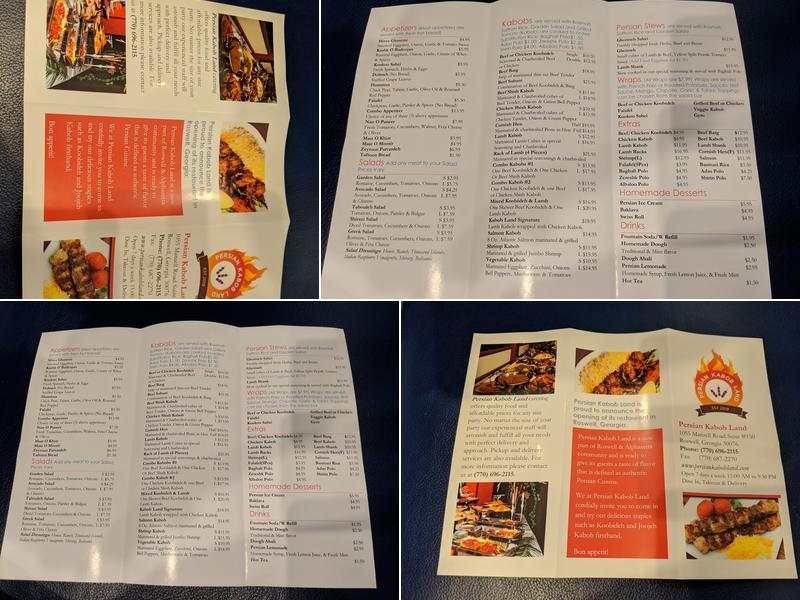 Persian Kabob Land Menu
