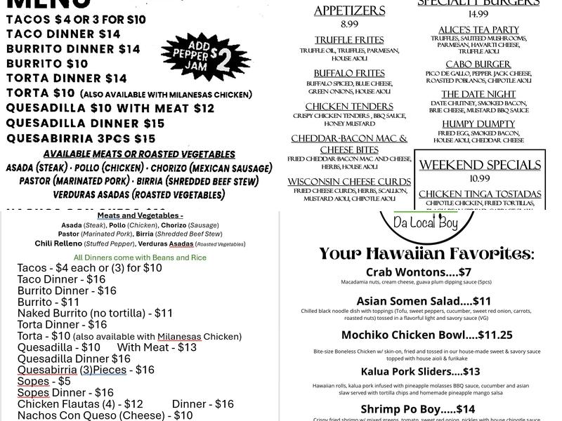 Nightshade and Dark's Pandemonium Brewing Menu