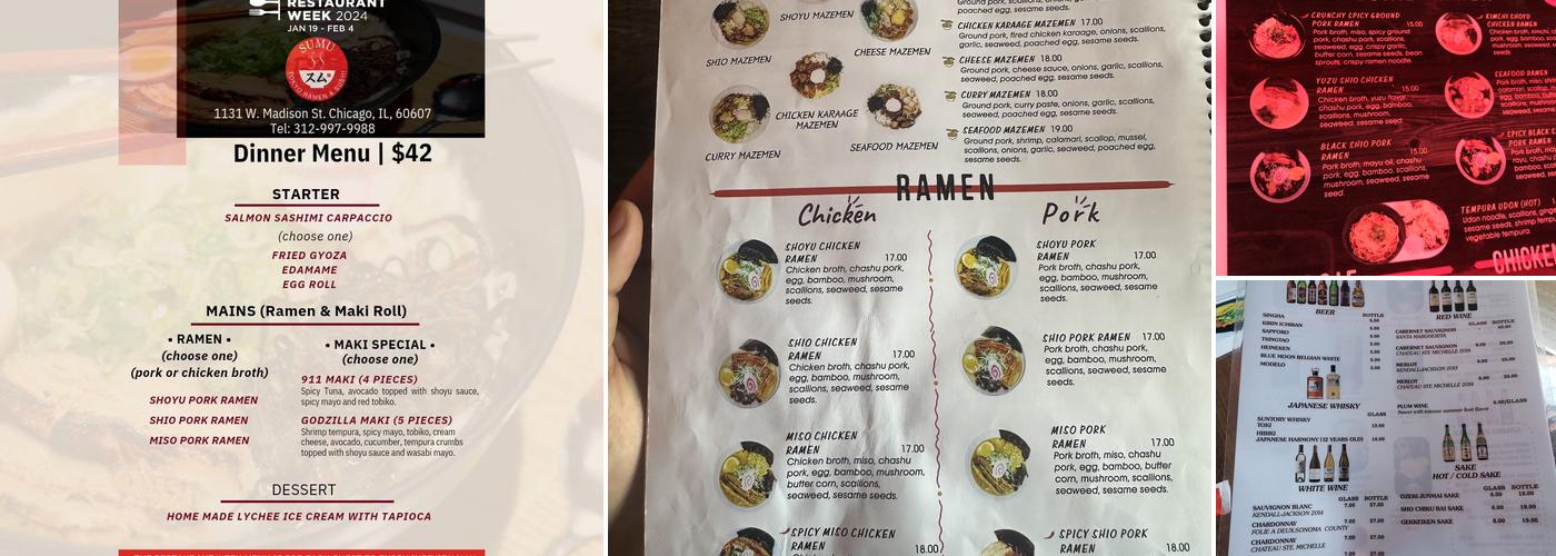 Sumu Tokyo ramen & Sushi Menu