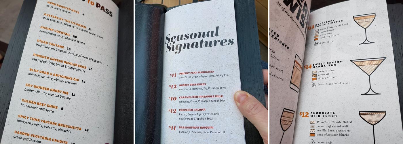 Bitters End Menu