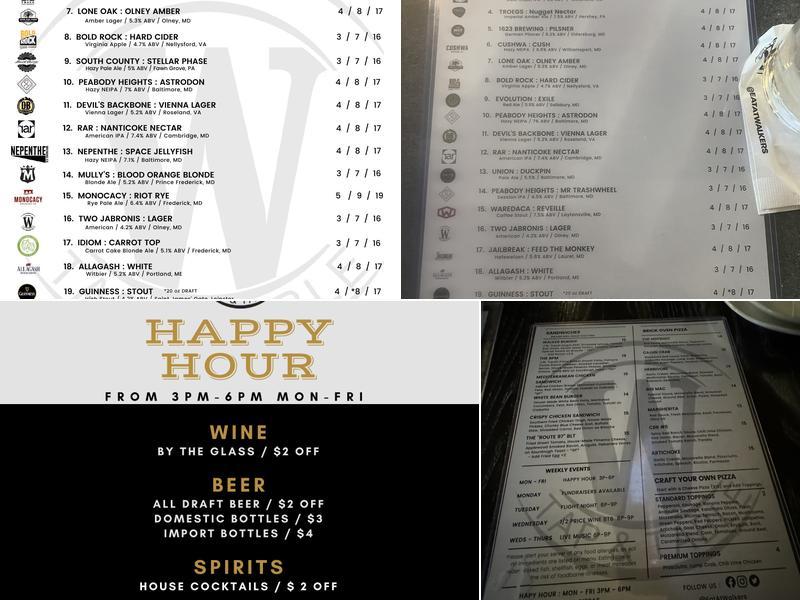 Walker’s Tap & Table Menu