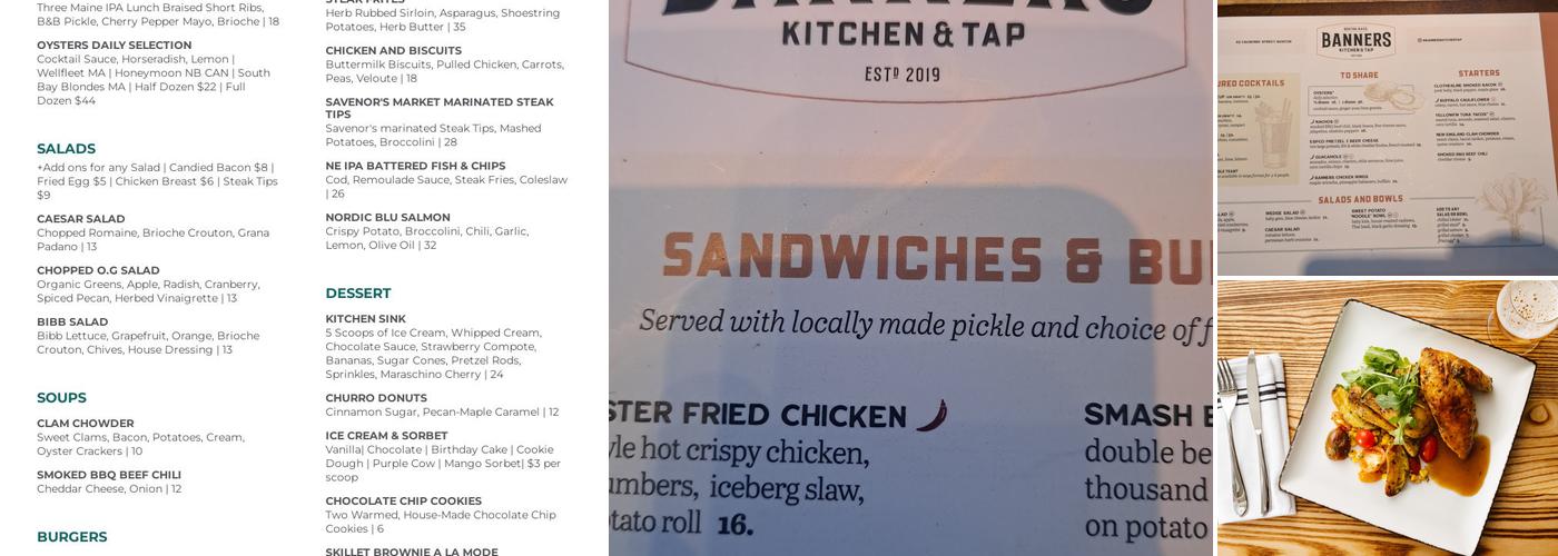 Banners Kitchen & Tap Menu