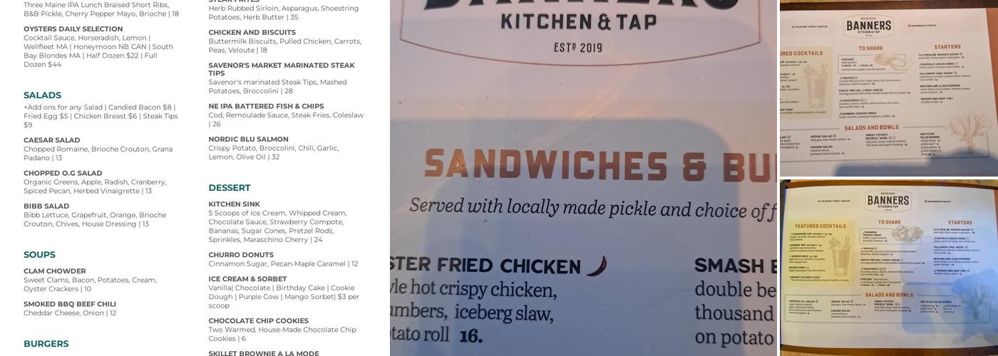 Banners Kitchen & Tap Menu