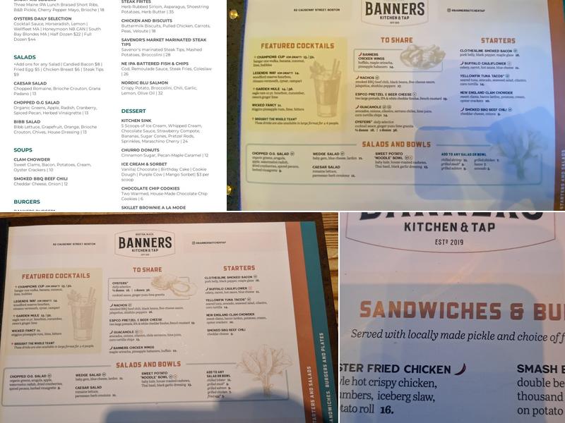 Banners Kitchen & Tap Menu