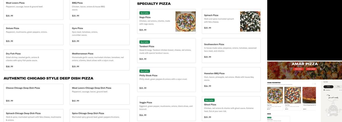 Amar Pizza Menu