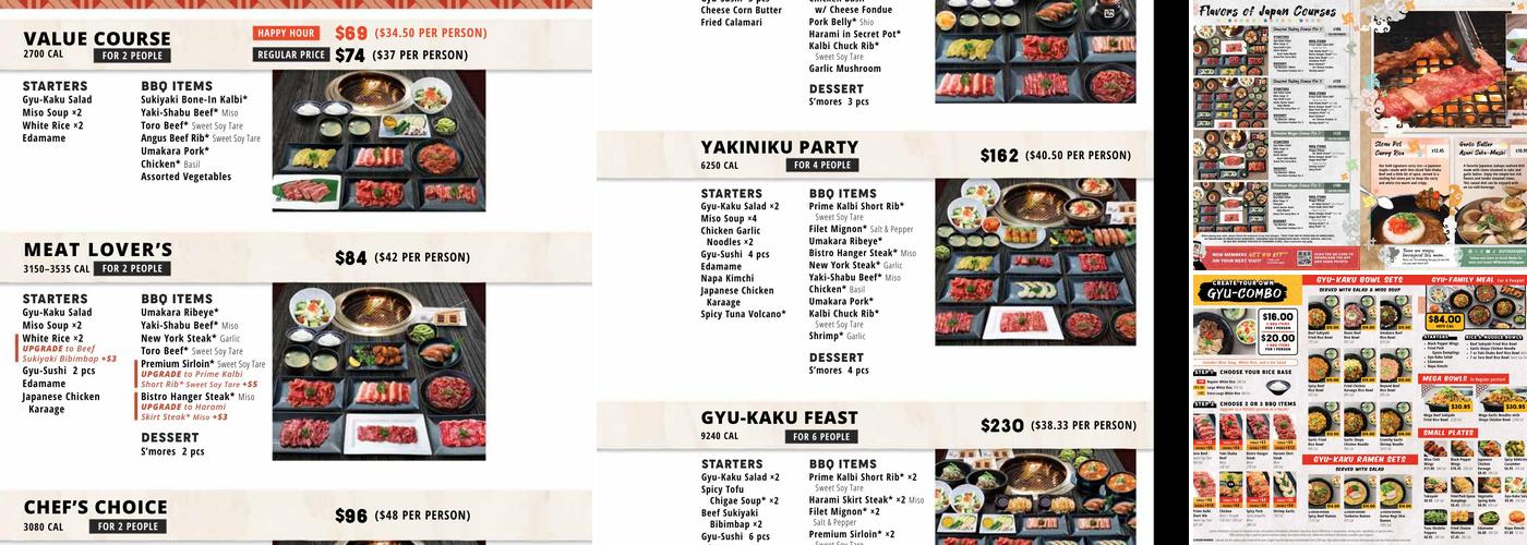 Gyu-Kaku Japanese BBQ Menu