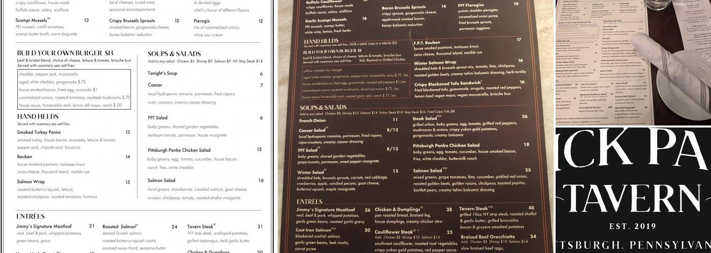Frick Park Tavern Menu
