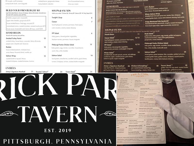 Frick Park Tavern Menu