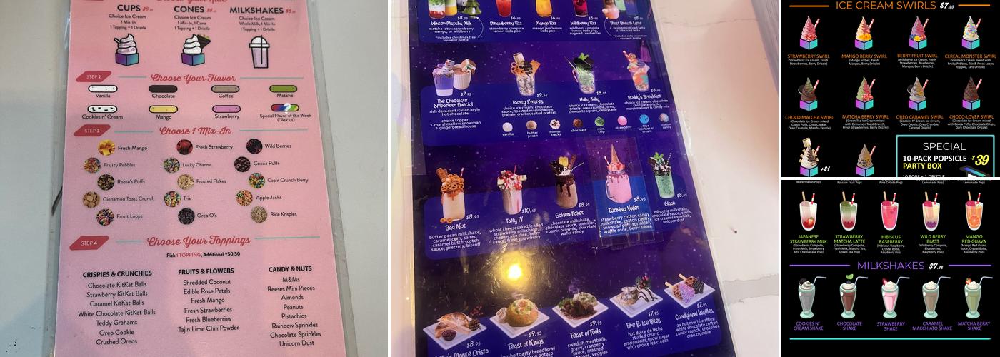 Popfancy Dessert Bar Menu
