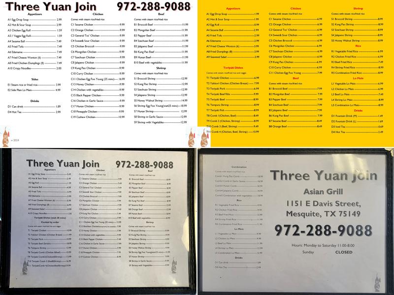 Three Yuan Join Menu