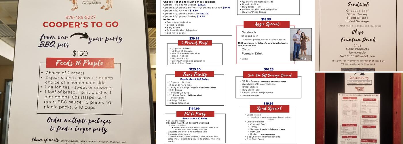 Cooper's Old Time Pit Bar-B-Que Menu