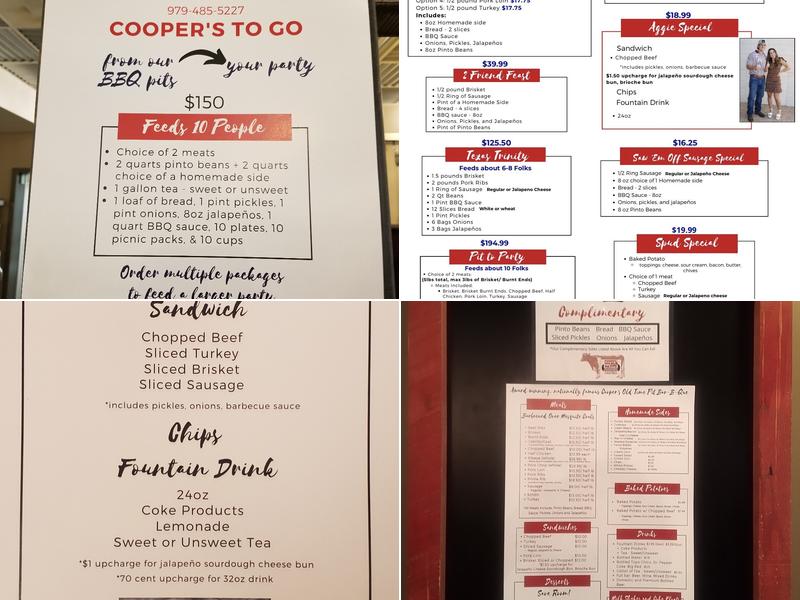 Cooper's Old Time Pit Bar-B-Que Menu