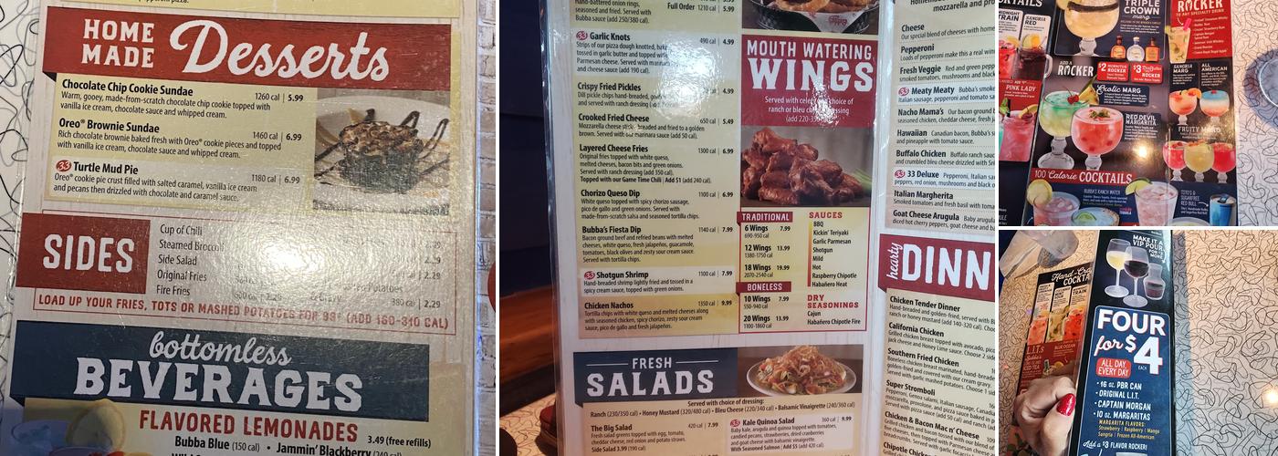 Bubba's 33 Menu