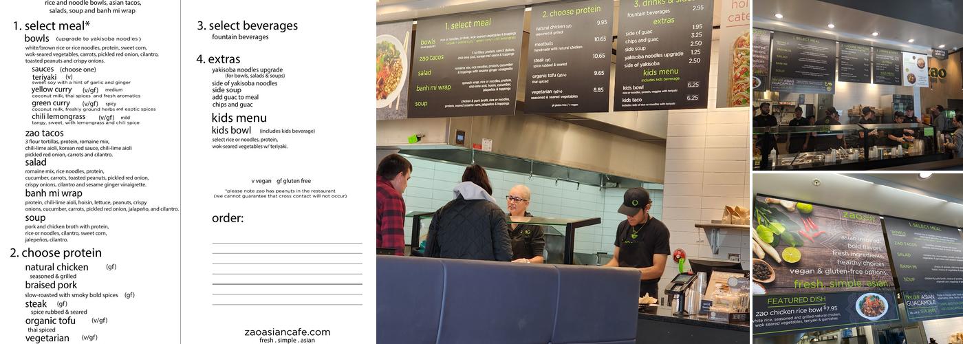 Zao Asian Cafe Menu