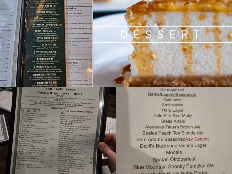 O'Tooles Restaurant Midlothian Menu