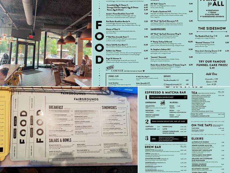 Fairgrounds Coffee and Tea Menu