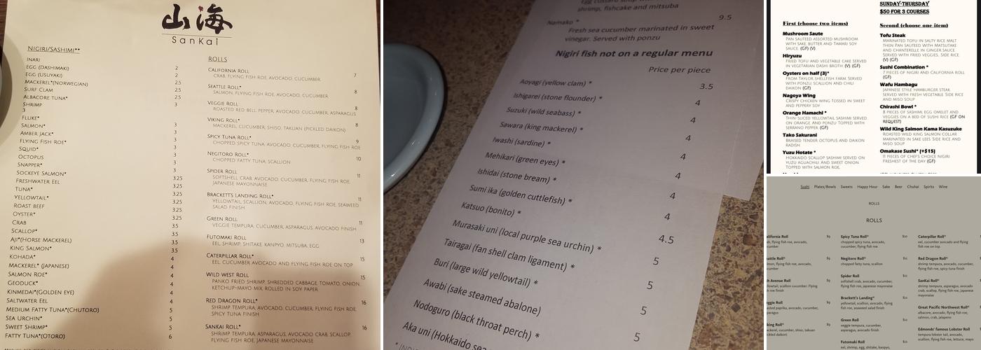 SanKai Menu