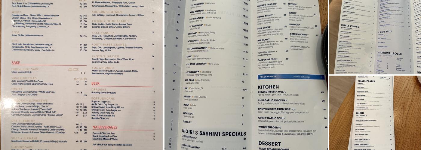 Bamboo Sushi Menu