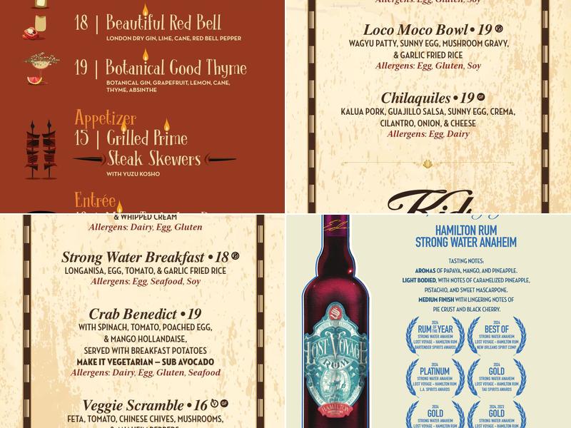 Strong Water Anaheim Menu