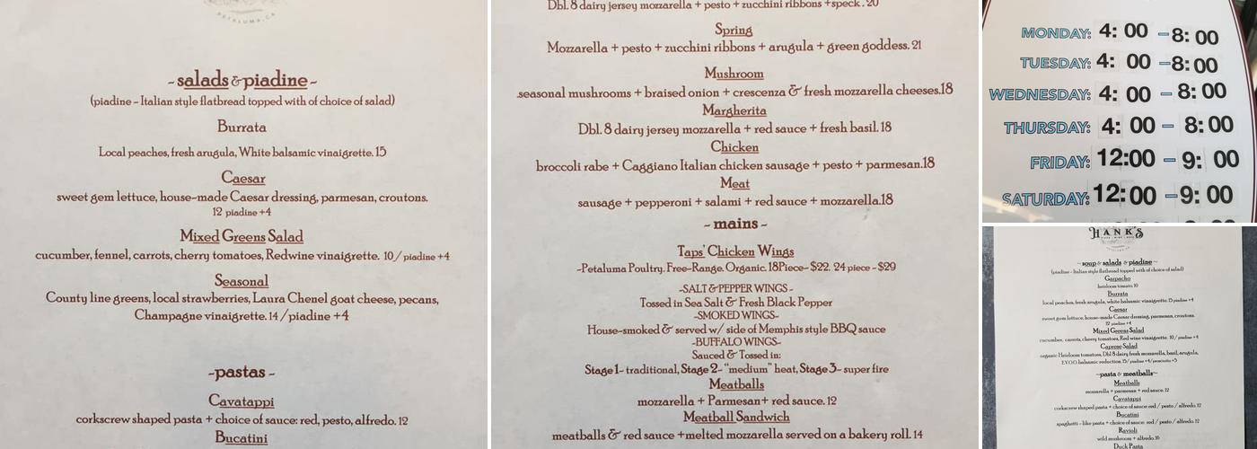Hank's Menu
