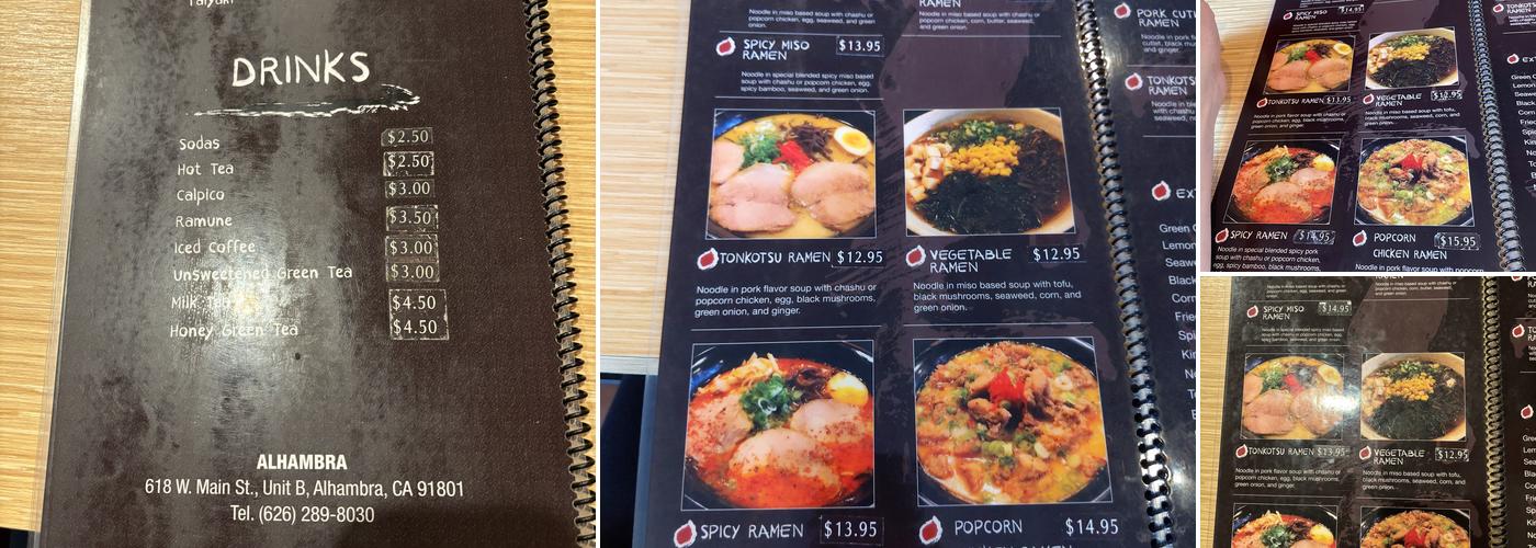 Kosuke ramen Menu