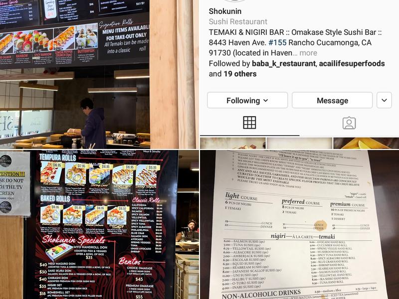 SHOKUNIN Menu