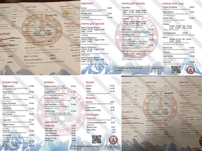 Momo Grill Menu