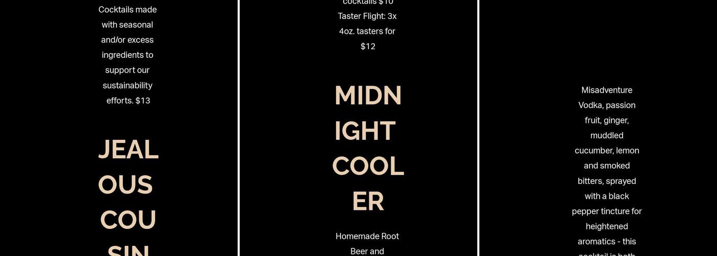 Misadventure & Co Menu