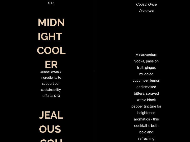 Misadventure & Co Menu
