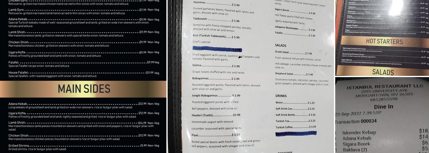 Istanbul Restaurant Menu