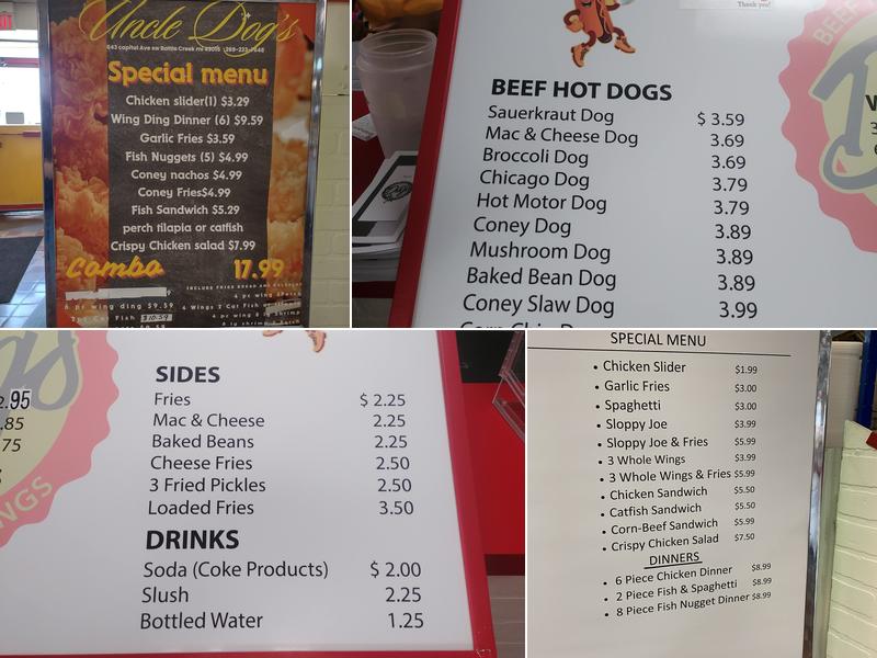 Uncle Dog's Menu