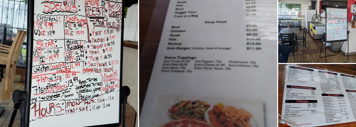Solo Eats Menu