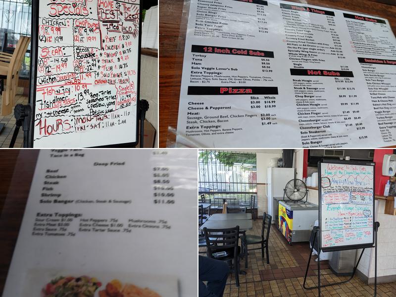Solo Eats Menu