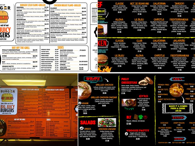 HighFive Burger Menu