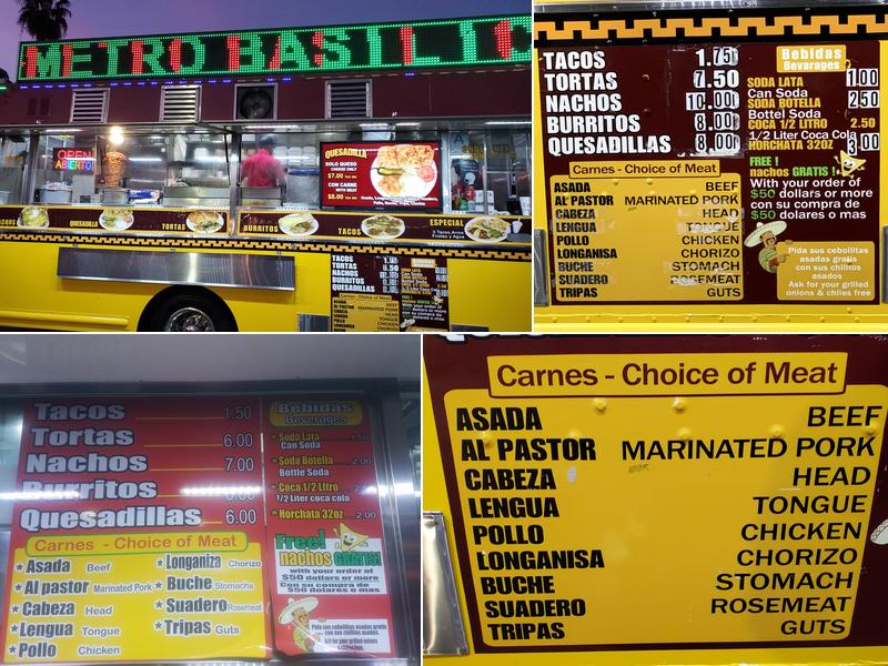 Taqueria Metro Basilica (Lunch Truck #2) Menu