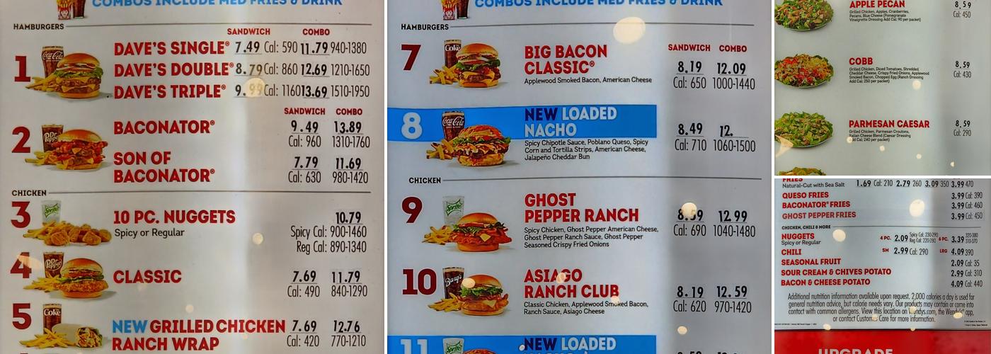 Wendy's Menu