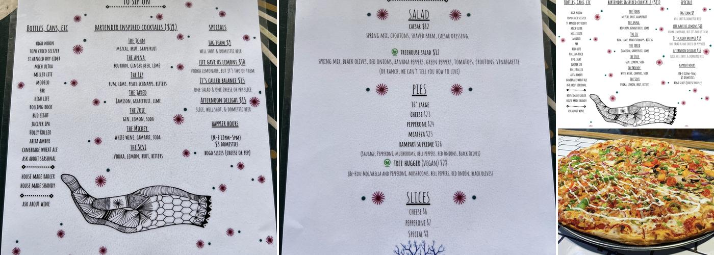 Rampart Treehouse Menu