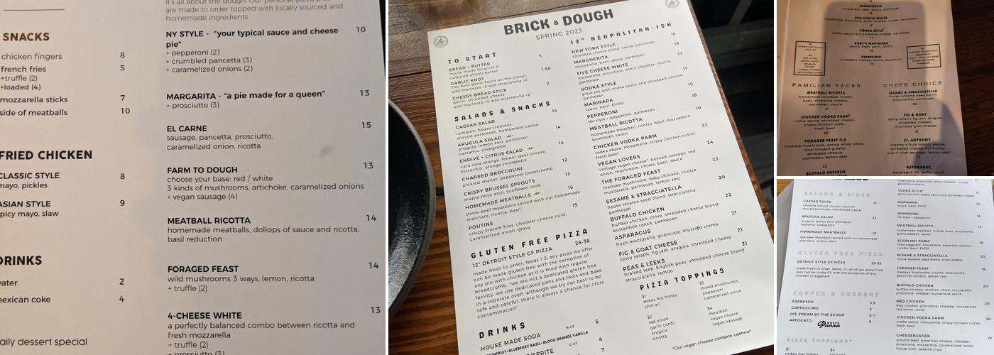Brick + Dough Menu