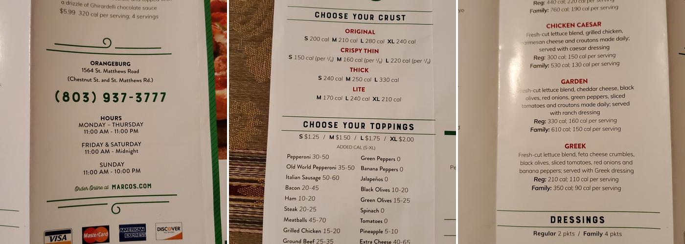 Marco's Pizza Menu