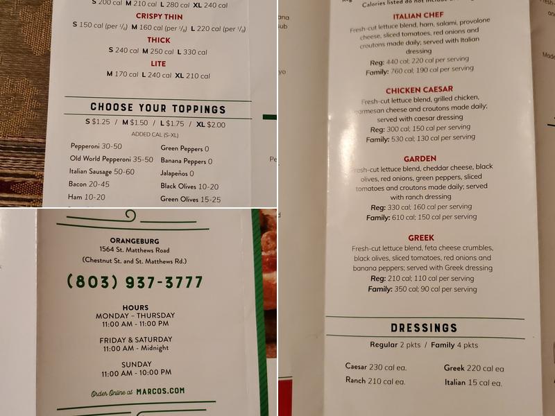 Marco's Pizza Menu