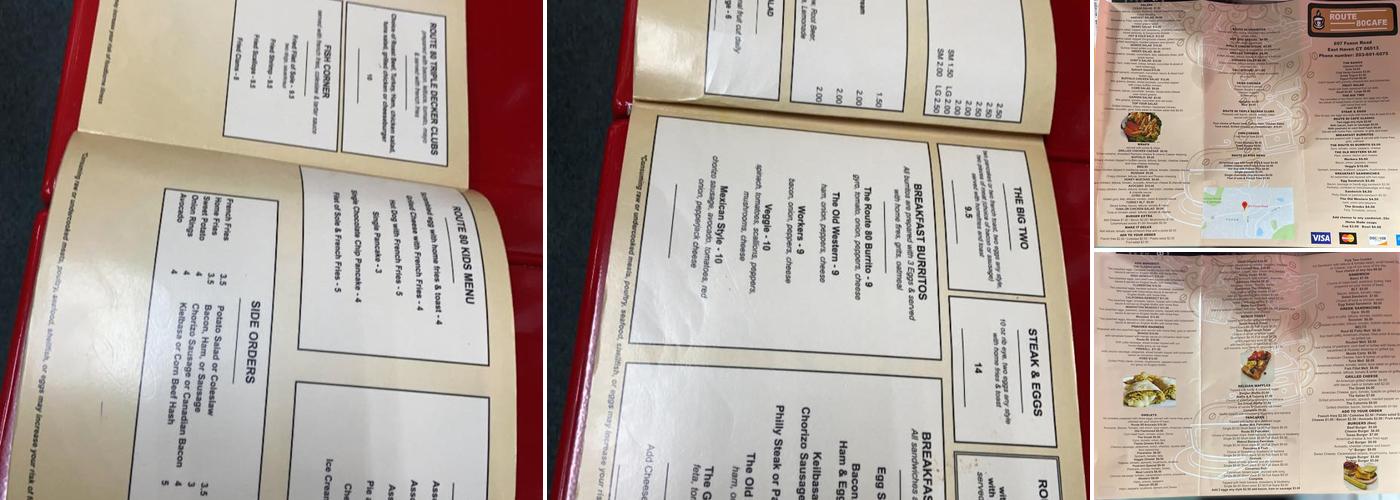 ROUTE 80 CAFE Menu