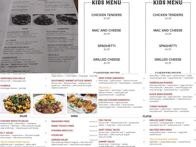 Table 97 Menu