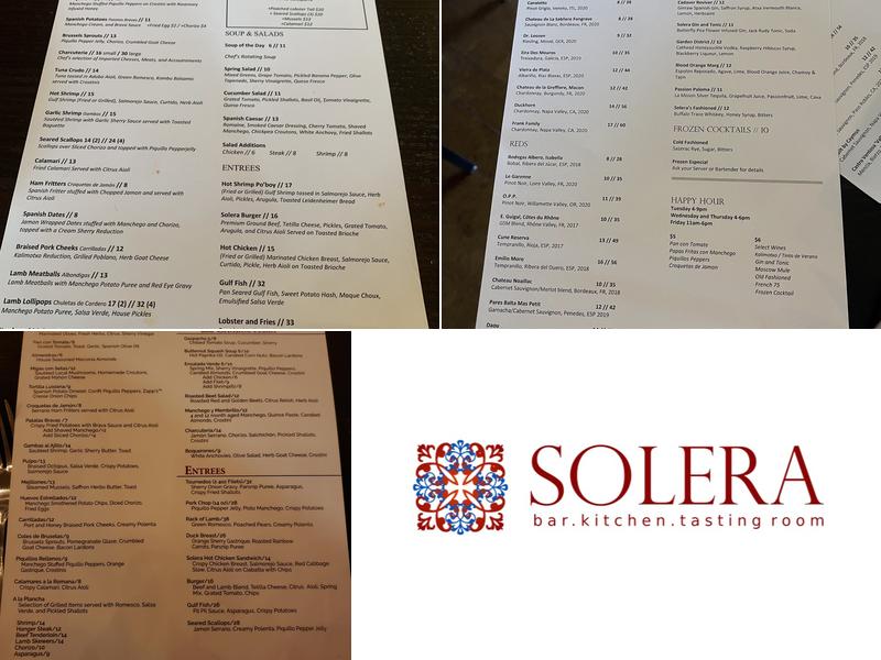 Solera - Spanish Tapas Restaurant and Bar Menu